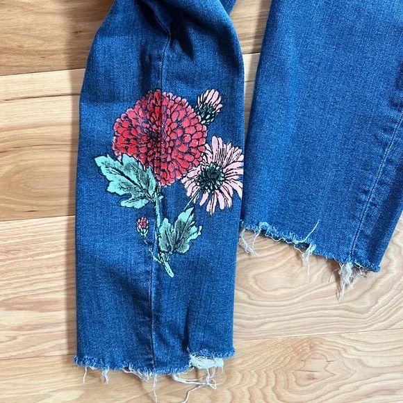 Zara Basic Capris Painted Stretchy Jeans | Size 12 - Picture 6 of 8